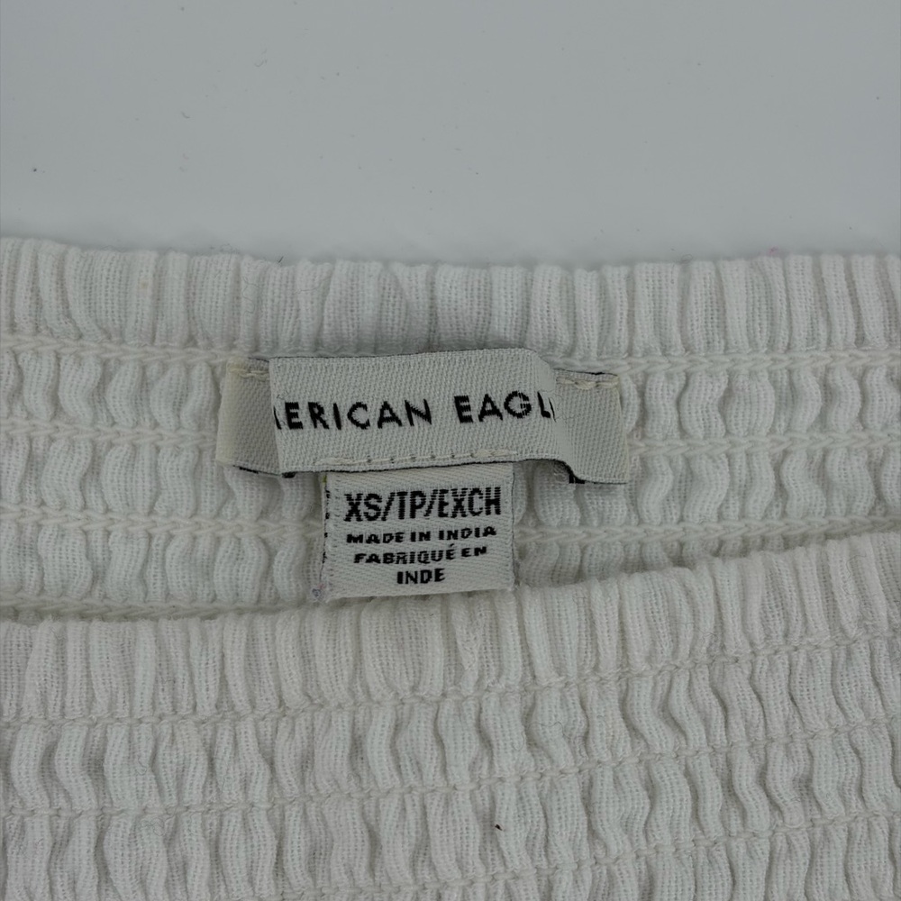 American Eagle Y2K White Eyelet Tiered Skirt Cotton Linen Blend - Picture 3 of 9